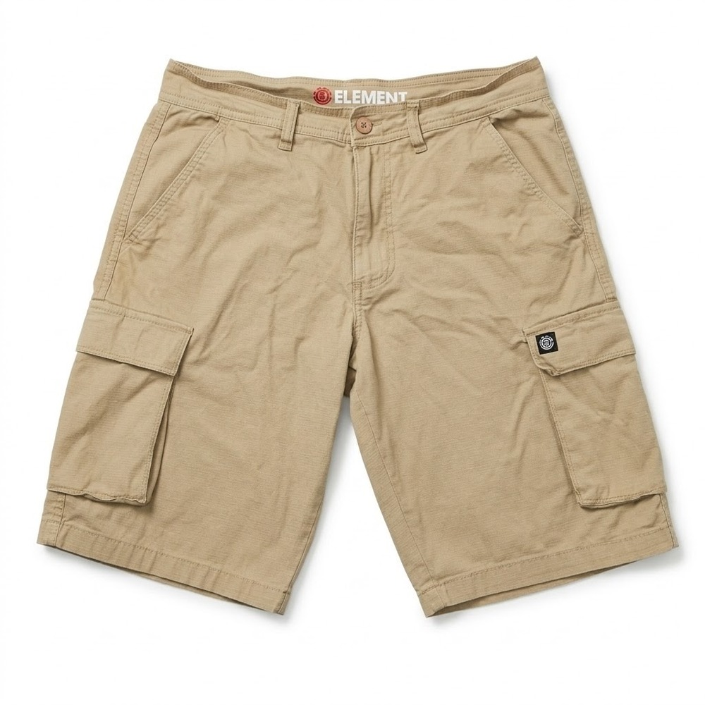 Element Mens Size 30 Khaki Cargo Shorts Stretch Tan Flat Front Skateboard